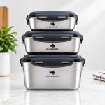 ظرف نگهداری غذا استیل سه تکه بلک ربیت BLACK RABBIT
